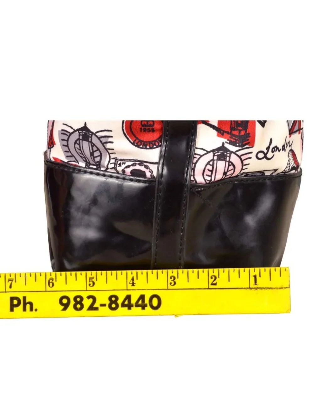 LULU GUINESS 'London Scenic' Black Vinyl & Fabric Tote & Coin Purse